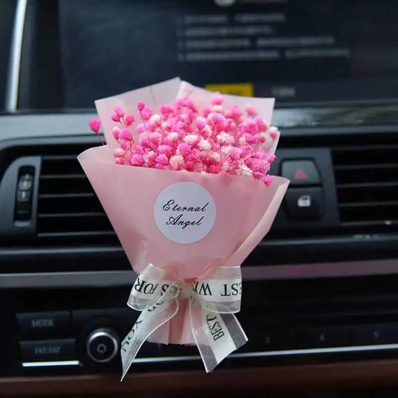 Fresh Flowers Mini Dried Flowers Bouquet for Car Air Vent Clips, Car Air Outlet Perfume Decoration, Air Fresheners Accessories