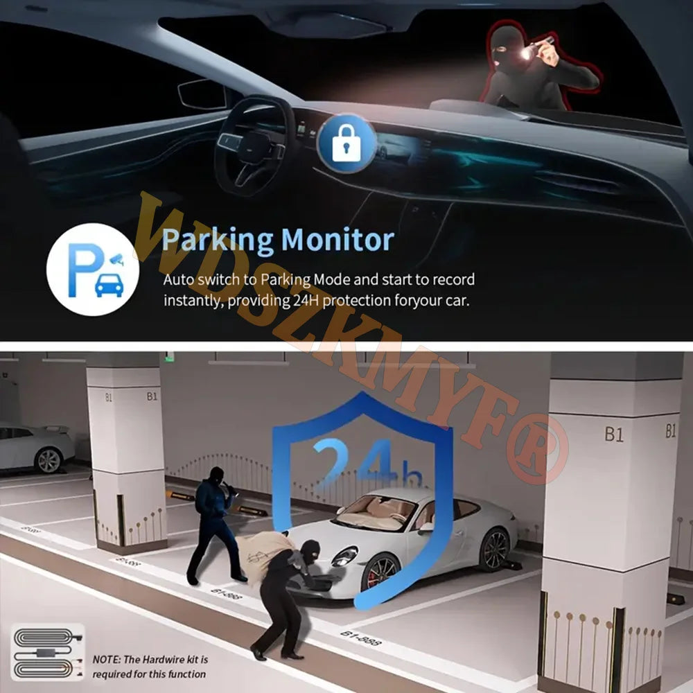 4-Inch Touch Screen Dual-Lens Car DVR | 1080P Dash Cam with Parking Monitor additional angle