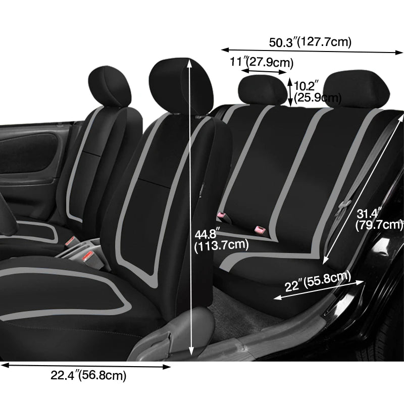 Full Set Car Seat Cover Fabric Universal Polyester Breathable Washable Suitable For additional angle