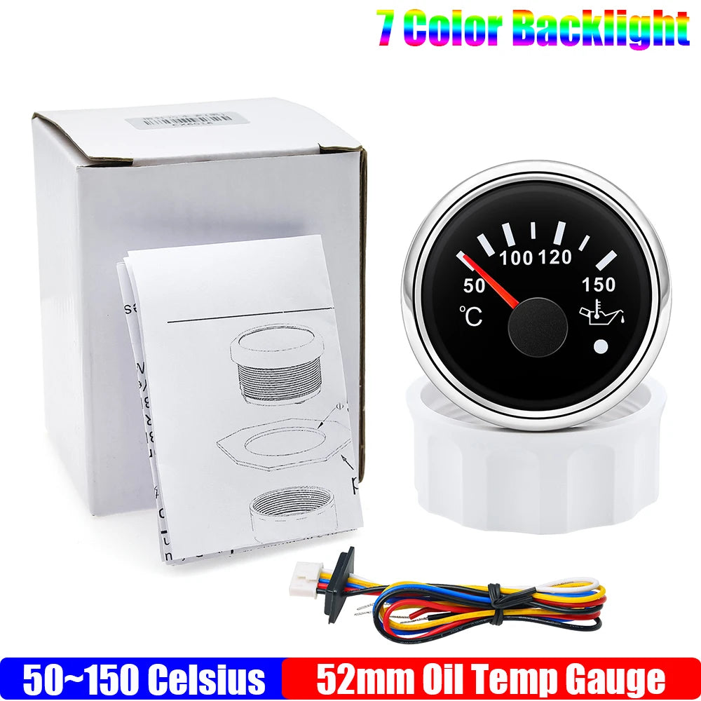 ZMFJH 7 Color Light 52mm Car Gauge Set | Fuel Water Level Voltmeter Oil Pressure Temp Ga detail view
