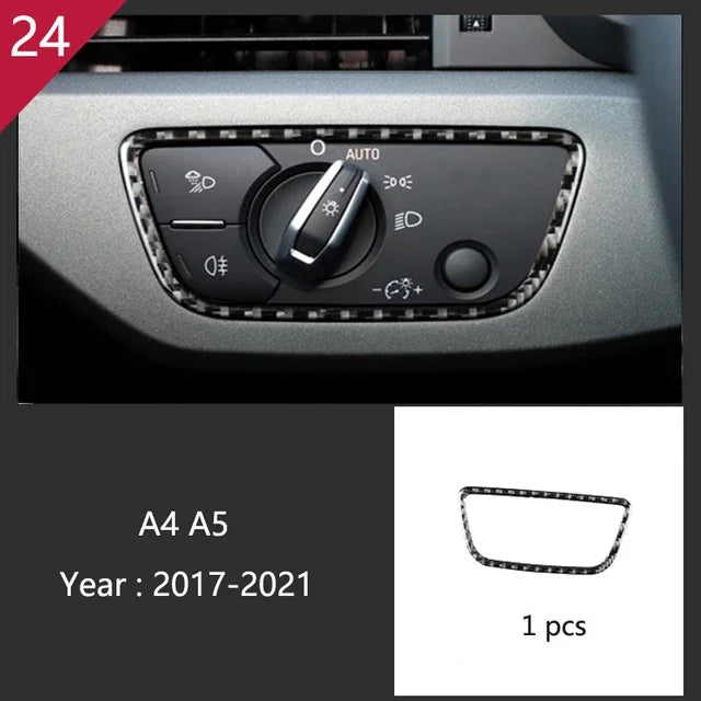 Carbon Fiber Car Interior Gear shift buttons Panel Door Armrest Reading Light Cover Trim Stickers Accessories for Audi A4 A5 B9