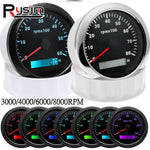 HD 85mm Tachometer with LCD Hourmeter | 7 Color Backlight Tacho Gauge for Marine Boat Car 12V/24V
