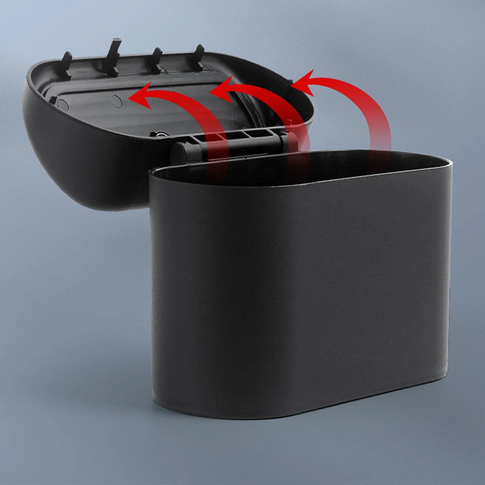Portable Mini Car Trash Can With Lid Folding Garbage Storage Box close-up view