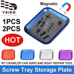 1/2Pcs YSIDO RC Crawler Car Airplane Boat Part Aluminium Alloy Magnetic Screw Tray Storage Plate Repair Tool for Axial SCX10 D90