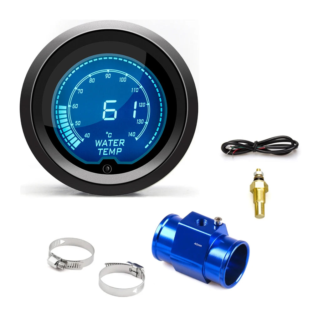 2'' 52mm Car Water Temp Gauge LCD Digital Display | Universal Fit for 12V Vehicles additional angle