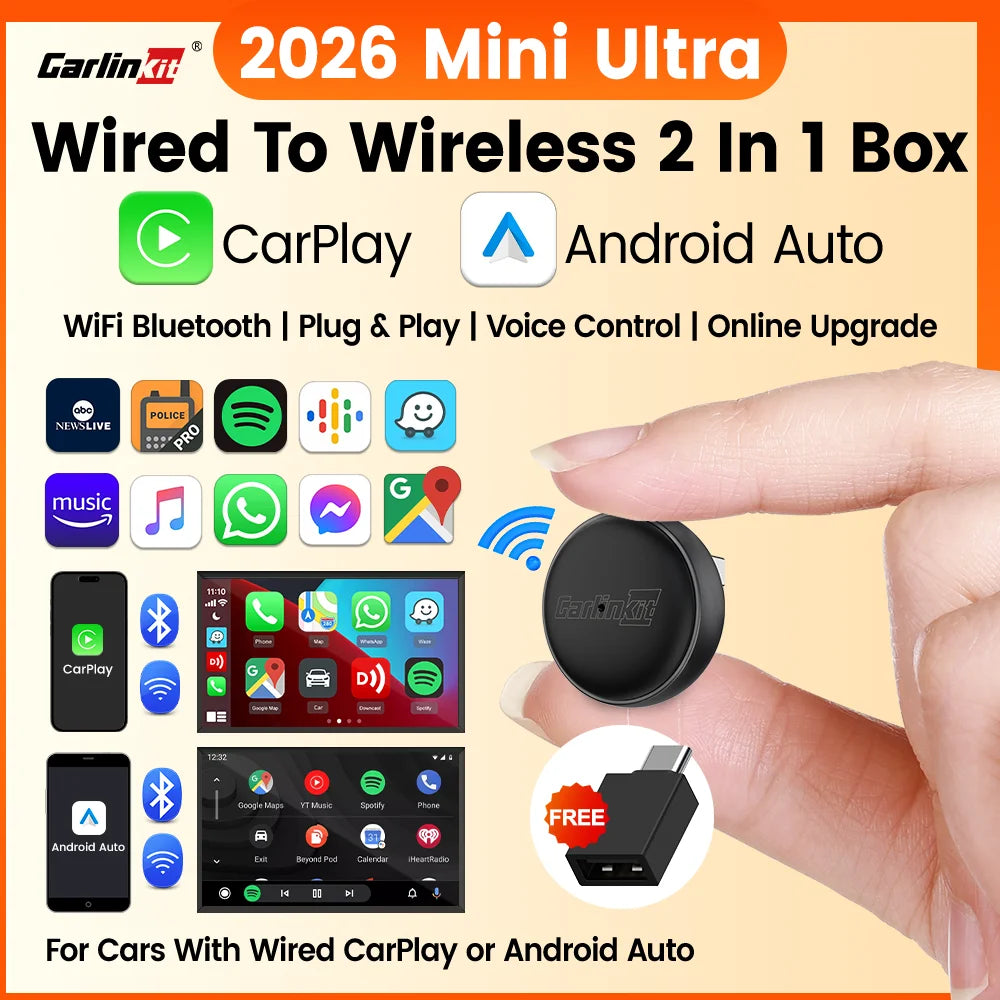 Carlinkit Mini Ultra Wireless CarPlay Adapter | 5.0 WiFi Bluetooth for OEM Cars