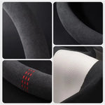Ultra-Thin Suede Steering Wheel Cover Non-Slip D-Shaped round Breathable Car Wheel Protector for All