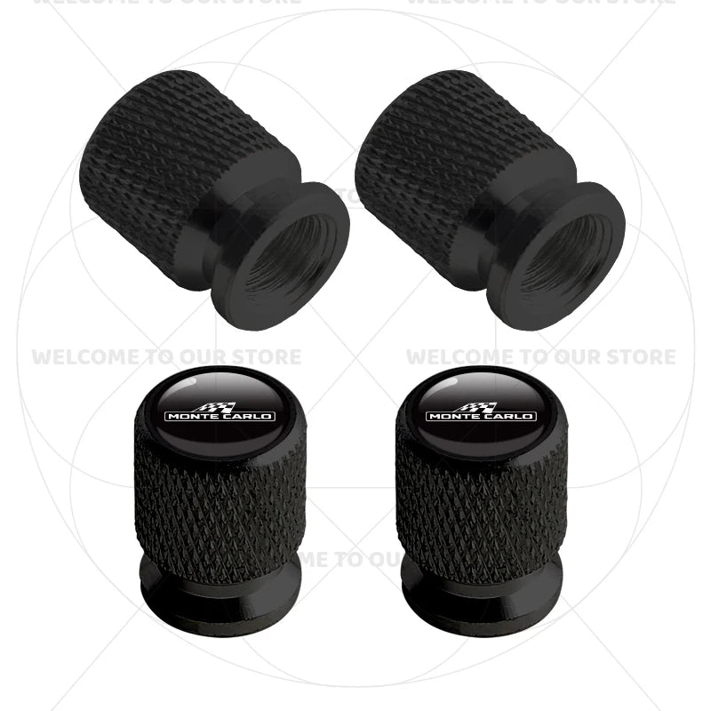 Skoda Monte Carlo Logo Tire Valve Caps | 4Pcs Aluminum Wheel Stem Air Dust Covers additional angle