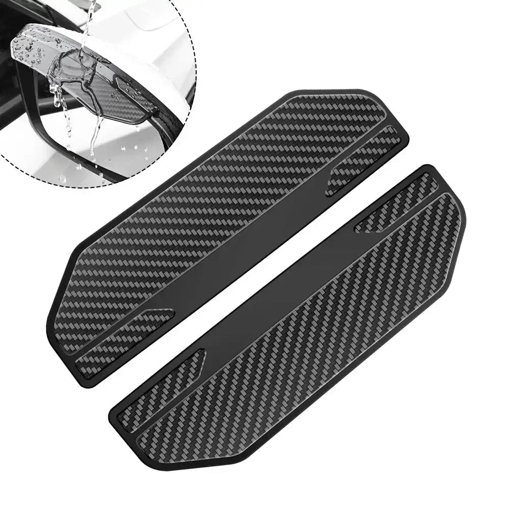 2Pcs Carbon Fibre Universal Car Rear View Mirror Rain Cover Sun Visor Eyebrow Side View Mirror Rain Guard Auto Protection