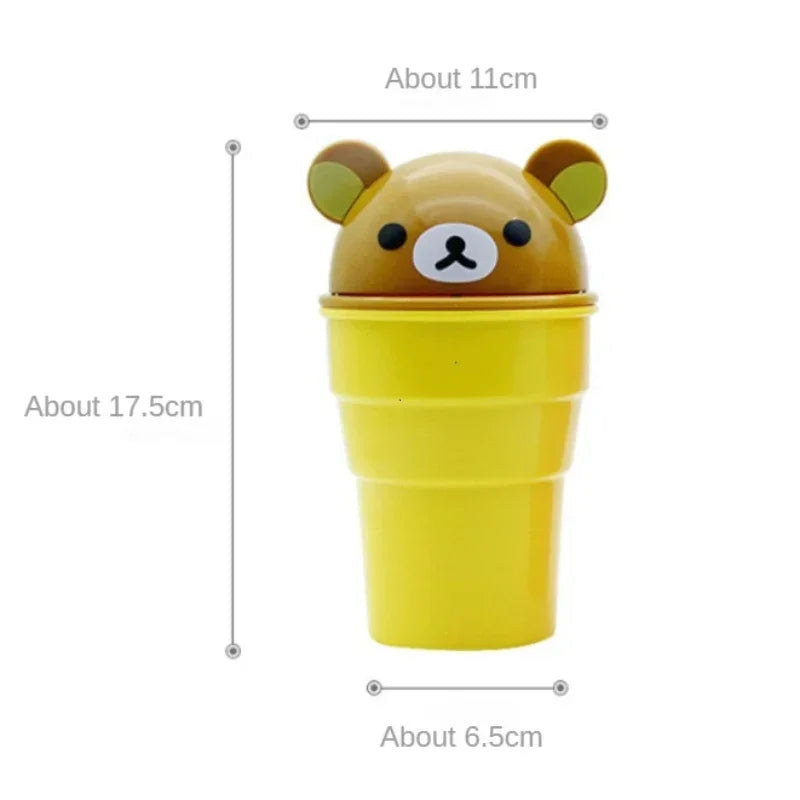 Cute Bear Car Trash Can Cup, ABS, Pink or Yellow lifestyle view