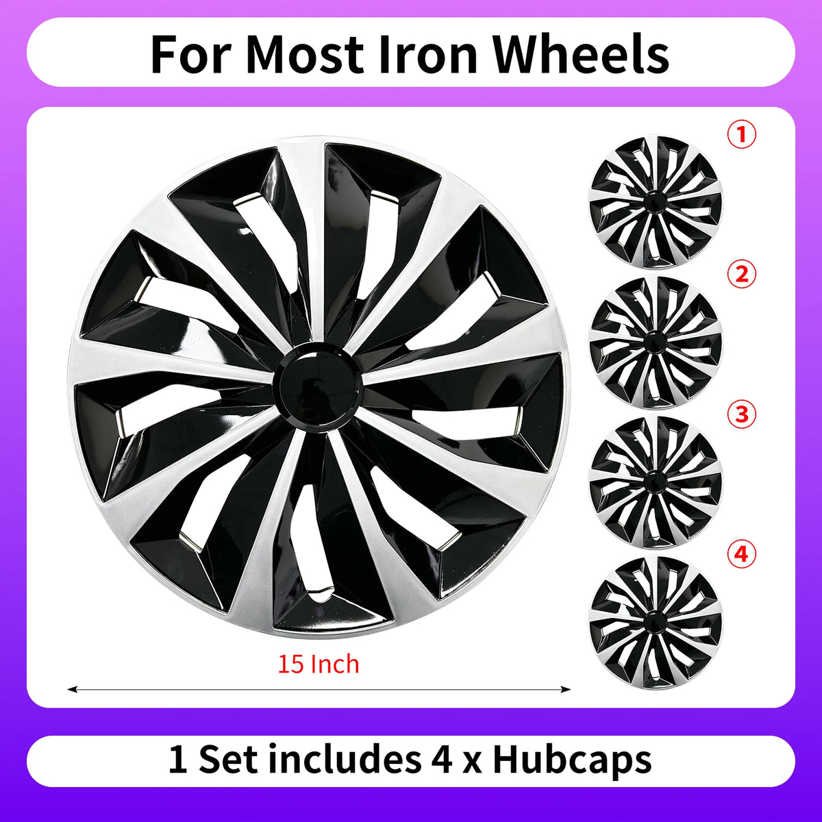 4PC 15 Inch Iron Steel Wheels Hubcaps Cover for Automobile Full Rim Cover Caps Rim Hubcap for R15 Tire Universa Car Accessories