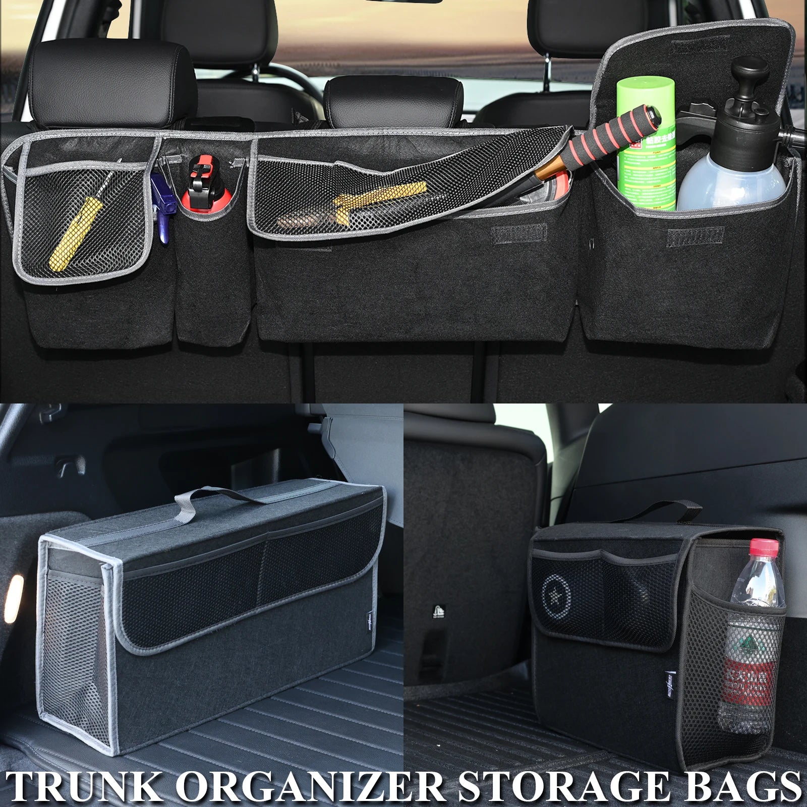 Car Trunk Organizer Felt Boot Organizer Storage Bag | Universal Collapsible Cargo Box