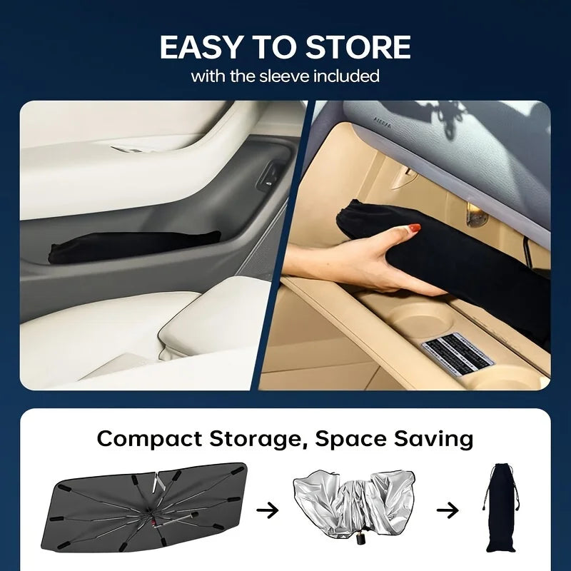 Foldable Car Sunshade Umbrella | Windshield Sun Protector for Heat & UV Block lifestyle view