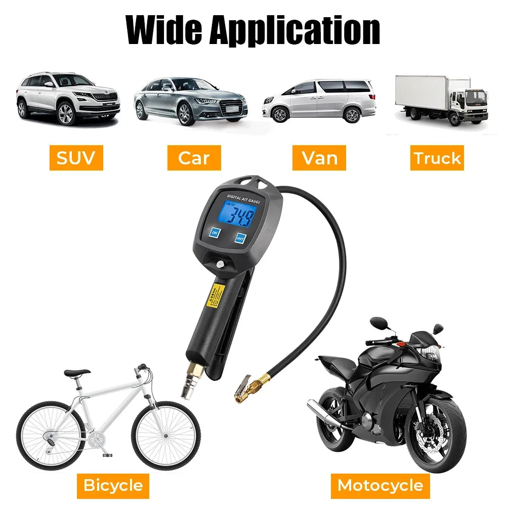 Digital Tire Pressure Gauge 0-255PSI | Multi-Unit Inflator with LCD Display for Car and detail view