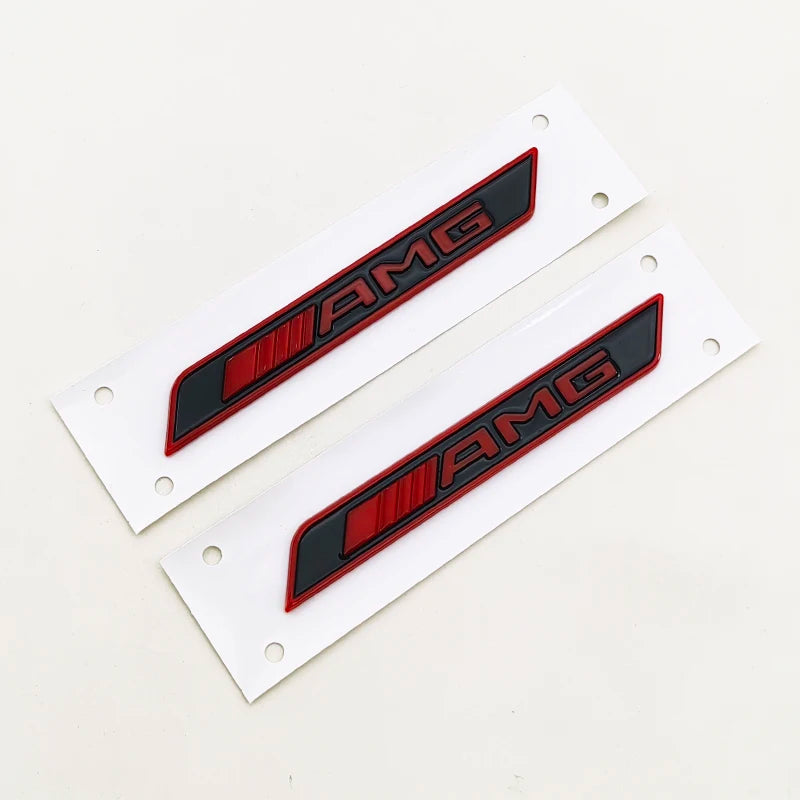 2pcs ABS Logo AMG Emblem Sticker Car Fender Side Badge for Mercedes A45 C63 W204 W2 additional angle