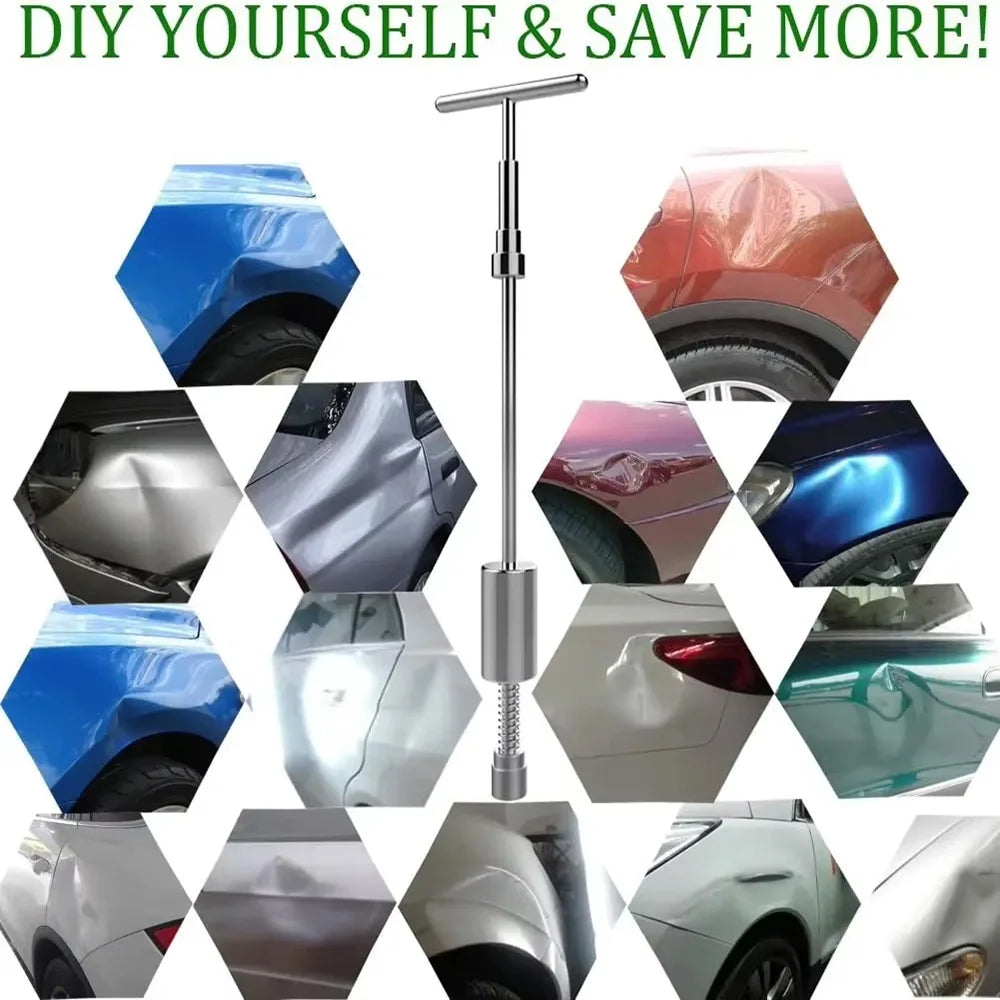 Auto Body Paintless Dent Repair Tool Kit Slide Hammer T-Bar Puller Dent Removal Lifter Tools Car Body Repair Tools for Vehicle