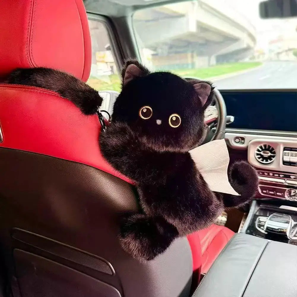 Car Back Seat Plush Hanging Headrest Tissue Holder