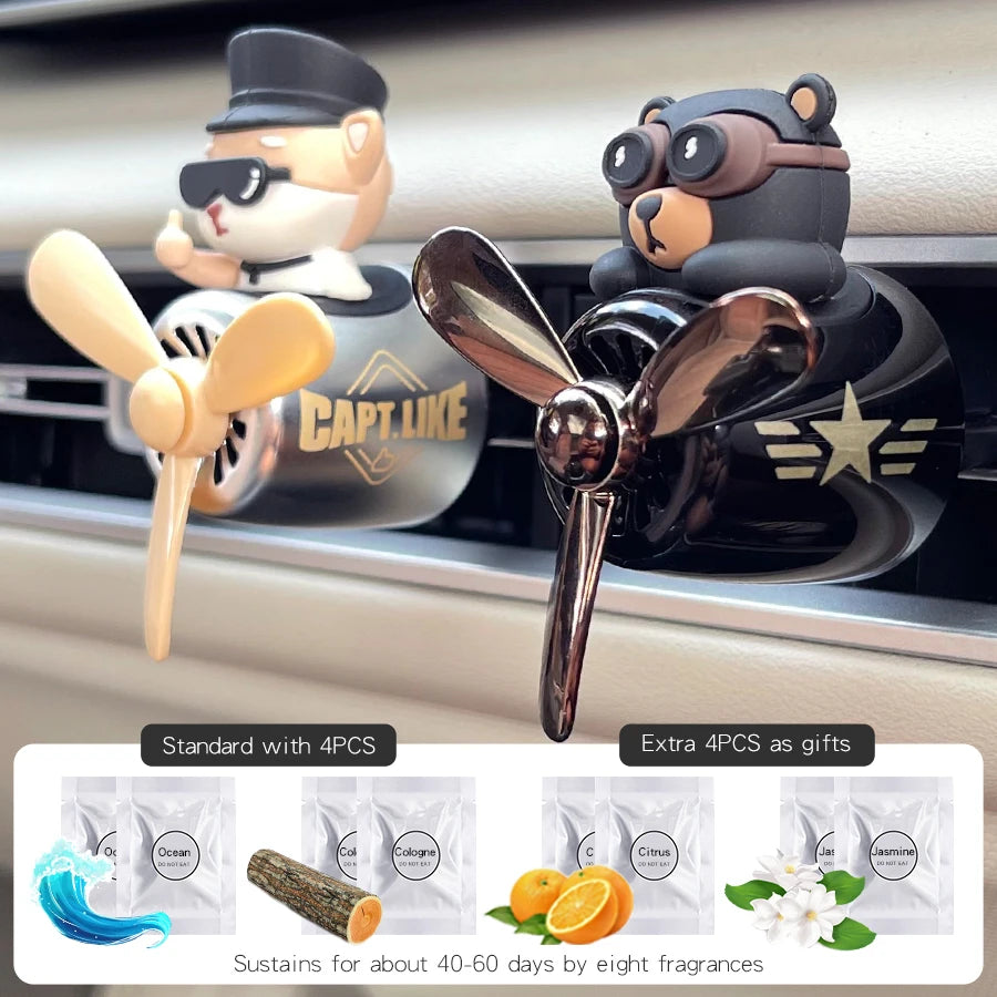 Cool Fun Rotate Plane Captain Shiba Inu Pilot Dog Car Air Freshener | Vent Clip Decor alternate view