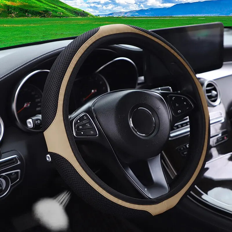 Steering Wheel Cover Without Inner Ring 37-38cm Faux Leather Diamond lifestyle view