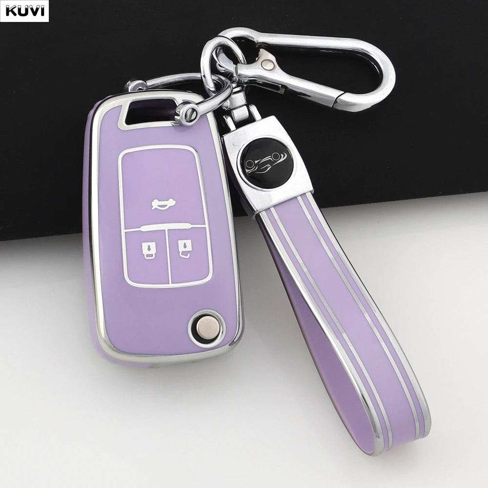 TPU Car Flip Key Case Cover Shell For Chevrolet Cruze Aveo Trax Sail Malibu Captiva additional angle