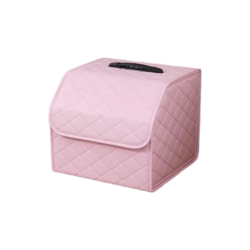 Foldable Car Trunk Organizer | Leather Cargo Storage Box with 8 Style Options close-up view