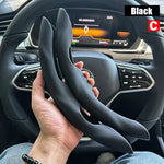 2PCS Universal Round Car Steering Wheel Cover Winter Fur Warm Carbon Fiber Leather Anti- detail view