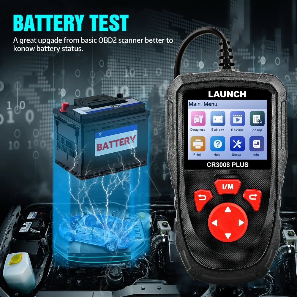 LAUNCH X431 CR3008 PLUS Full OBD2 Diagnostic Tools Car OBD OBD2 Automotive Scanner Check Engine Battery Free Update Online
