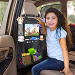 Car Backseat Organizer with Touch Screen Tablet Holder Auto Storage Pockets Cover Car close-up view