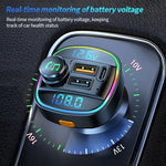 Bluetooth 5.0 FM Transmitter Handsfree Car Radio Modulator MP3 Player With 22.5W USB S close-up view