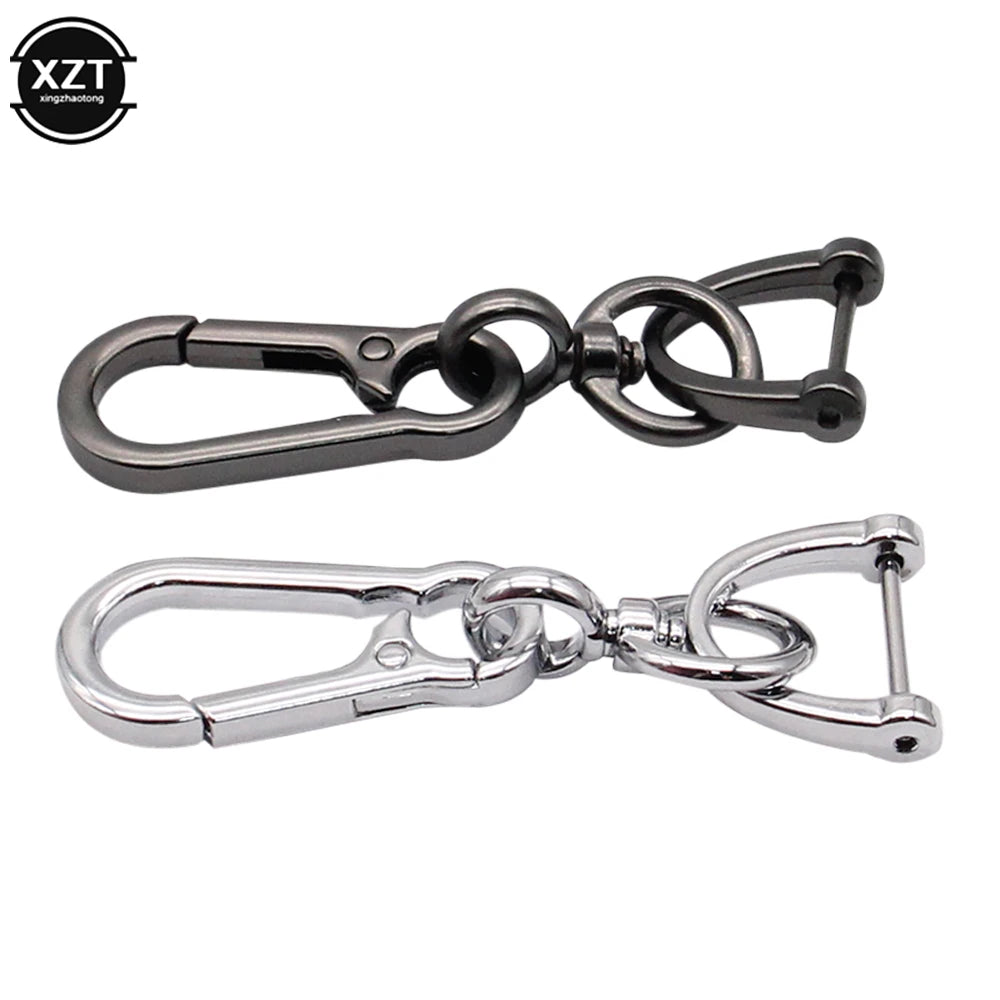 Car Keychain 360 Degree Rotating Horseshoe Buckle Leather Rope Key Chain additional angle