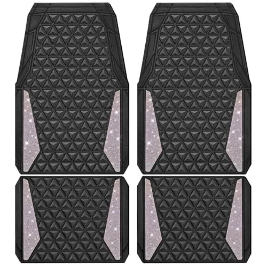 Dazzle Glitter Car Floor Mats | 3D Rhombus, Anti-Slip, Waterproof, Universal Trim Fit