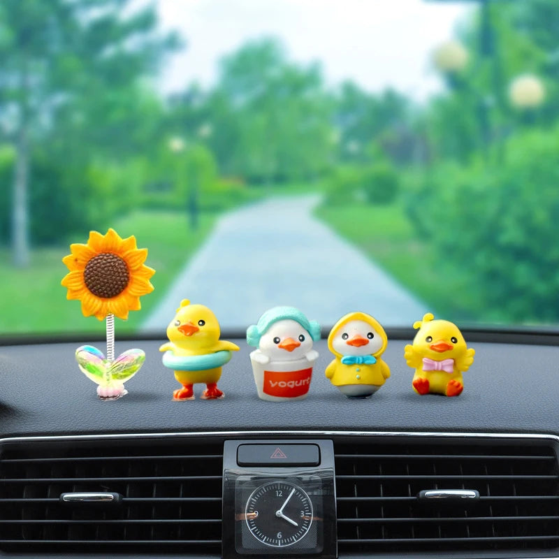 3/4/5/6/7pcs Anime Figure Little Yellow Duck Model Decor Cute Car Mounted Ornament Auto detail view