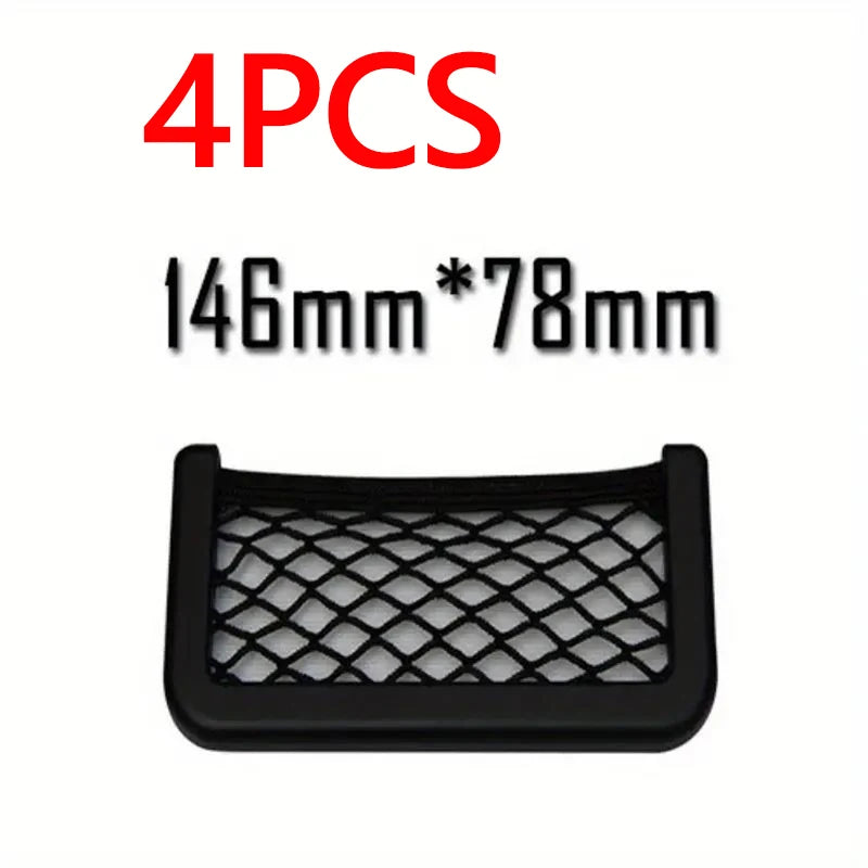 Car Storage Bag Nets Adhesive Auto Seat Organizer Door Side Net Pocket Multifunctio additional angle