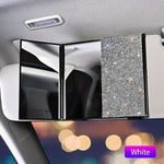 Rhinestone Crystal Car Rear View Mirror Makeup and Magnification Three-mirror Sun Visor Decor Cosmetic Mirror Auto Accessories