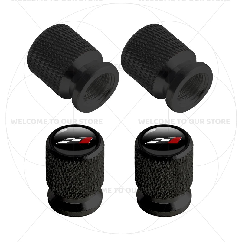 For Leon Racing Flag Emblem 5F MK2 MK3 FR VZ5 Race Flag 4Pcs Aluminum Car Tire Valv additional angle