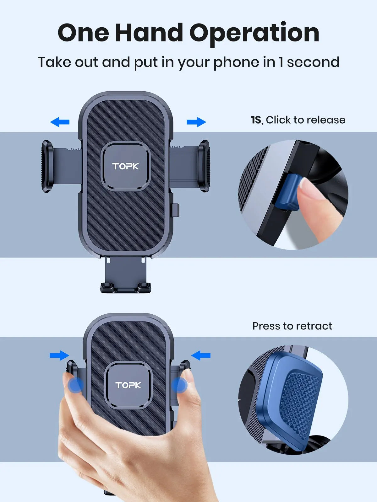 TOPK Car Phone Holder Gravity Stand for iPhone Xiaomi Samsung Car Mobile Support for alternate view