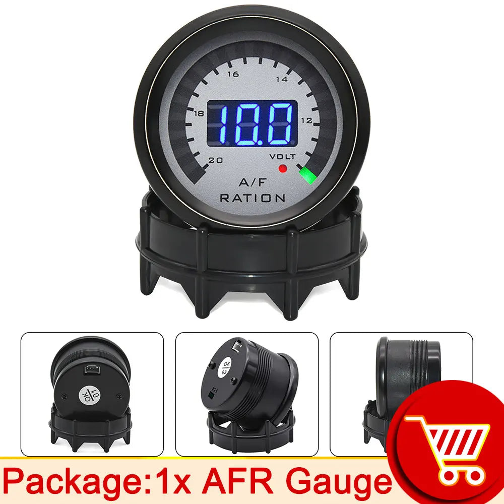 Digital Air Fuel Ratio Gauge 52mm | Narrowband O2 Sensor for 12V Car Voltmeter 2 in 1 lifestyle view