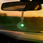 Moon Pendant Car Hanging Ornament | Hollow Crescent Design With Luminous Stone