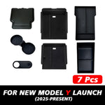 For Tesla New Model Y Juniper 2025 Launch Console & Armrest Upper and Lower Flocking Storage Box Watercup Holder Camera Cover