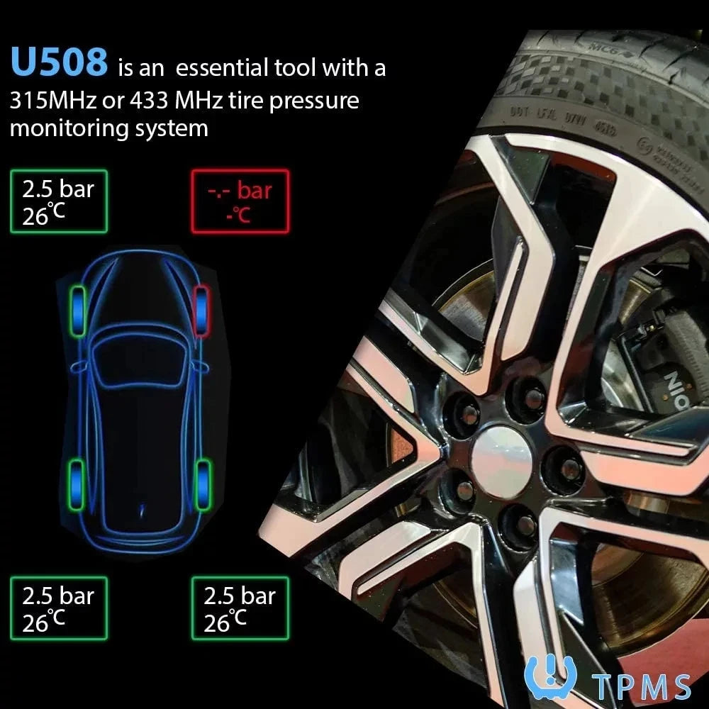 Car Tire Pressure Monitor Sensor System Relearn Tool 315MHz or 433MHz Universal U508 alternate view