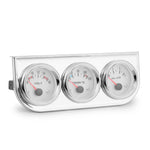 Triple Gauge Kit Chrome 2" 52mm | Voltmeter Water Temp Oil Pressure Gauge with Sensor close-up view