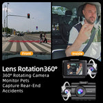 Dash Cam for Cars 3 Channel Car DVR 4K Camera Video Recorder Front and Rear Inside View Camera for Vehicle Three Way Dashcam