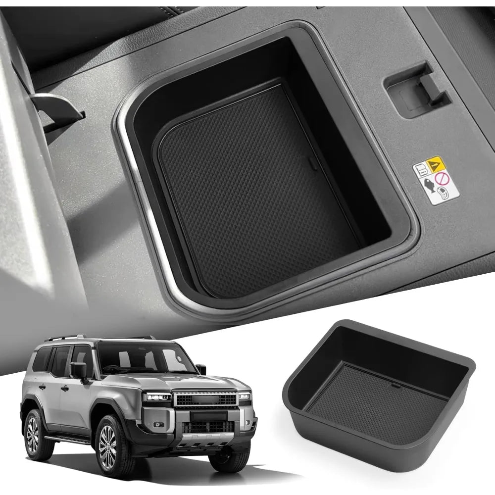 Car Armrest Storage Box ABS Tray Suitable for Toyota Land Cruiser Prado 250 Lexus GX550 2024 2026 Center Console Organizer Black