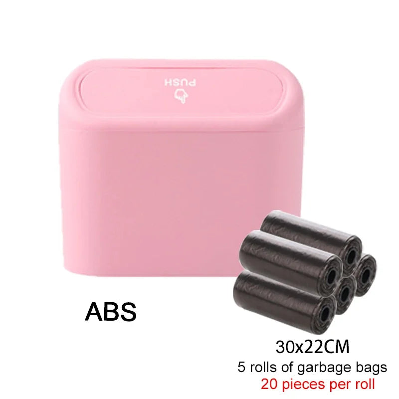 Car Trash Can Bin with Lid Car Garbage Can Leakproof Mini Car Interior Storage Case additional angle