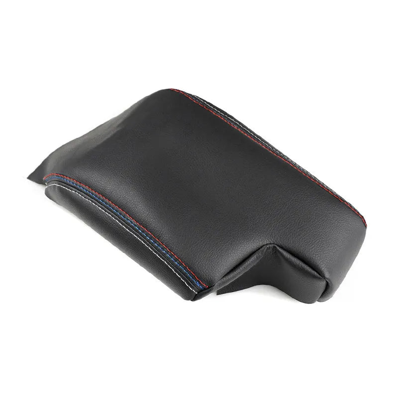 LHD/RHD For BMW 3 Series E46 1998- 2005 Car Interior Center Control Console Armrest Box Pad Black-red&blue line Leather Cover