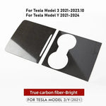 Carbon Fiber Center Console Trim for Tesla Model 3 Y | Real Carbon Fiber Decorative Patc detail view
