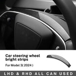 ABS Carbon Fiber Steering Wheel Frame Cover For Tesla Model 3 Highland 2024 Model Y Juniper 2025 Trim Car Interior Accessories