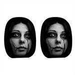 2/4PCS Creepy Face Car Headrest Covers Universal Dark Mystery Portrait Print Elastic Headrest Covers Halloween Style Car Gadgets