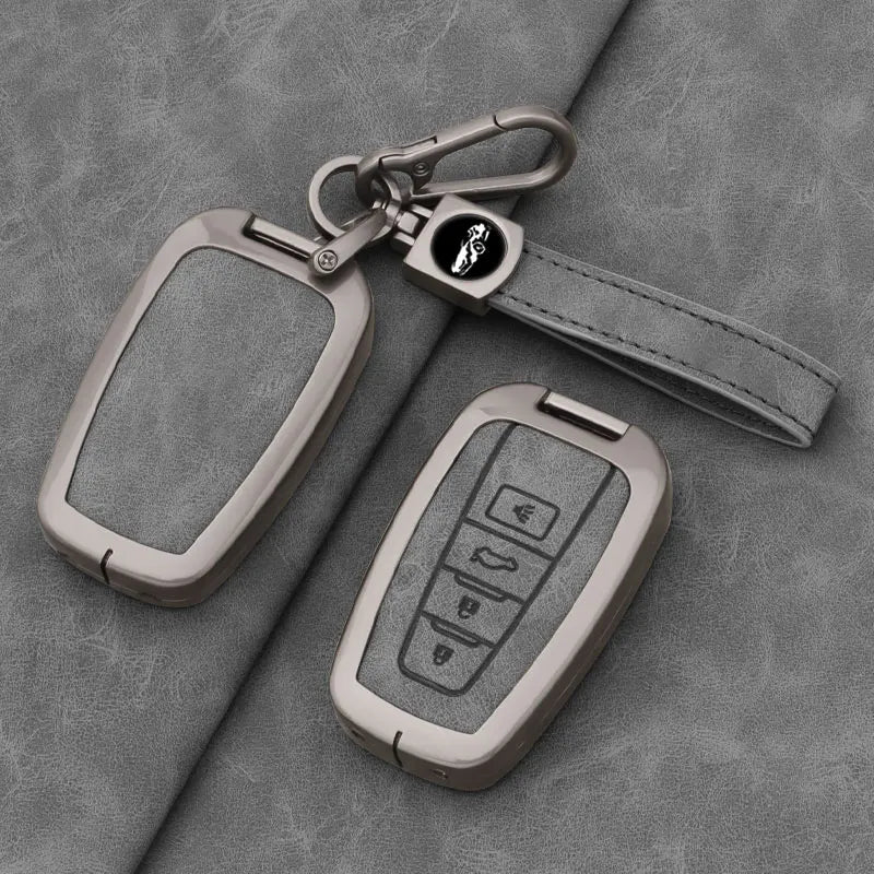 Leather Remote Key Chain Ring Case Cover Shell Protect For Toyota CHR Camry Corolla RAV4 Highlander