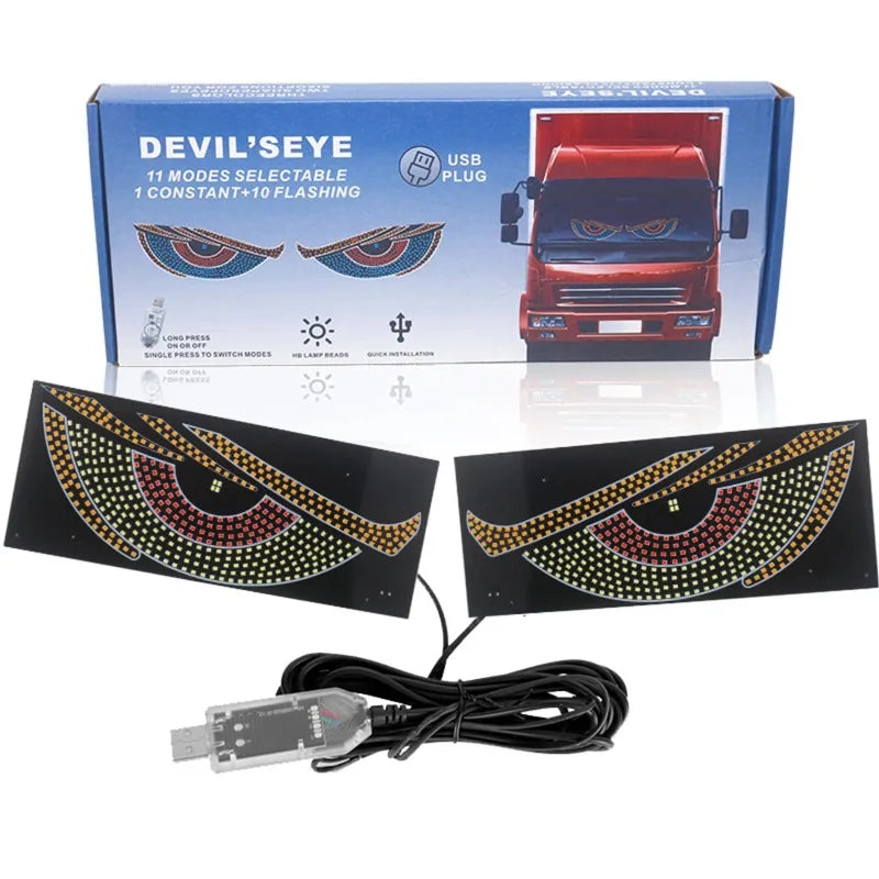 USB Dynamic LED Eye Display Pixel Panel | Car Truck Demon Eyes Windshield Decoration alternate view